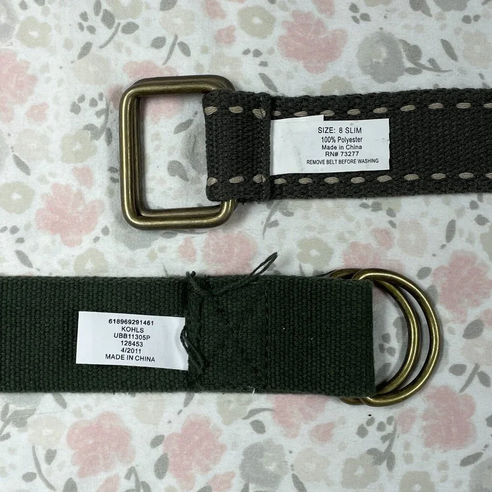 2 D-Ring Kids/Teens Belts - Hunter Green - 32-33 Inches long